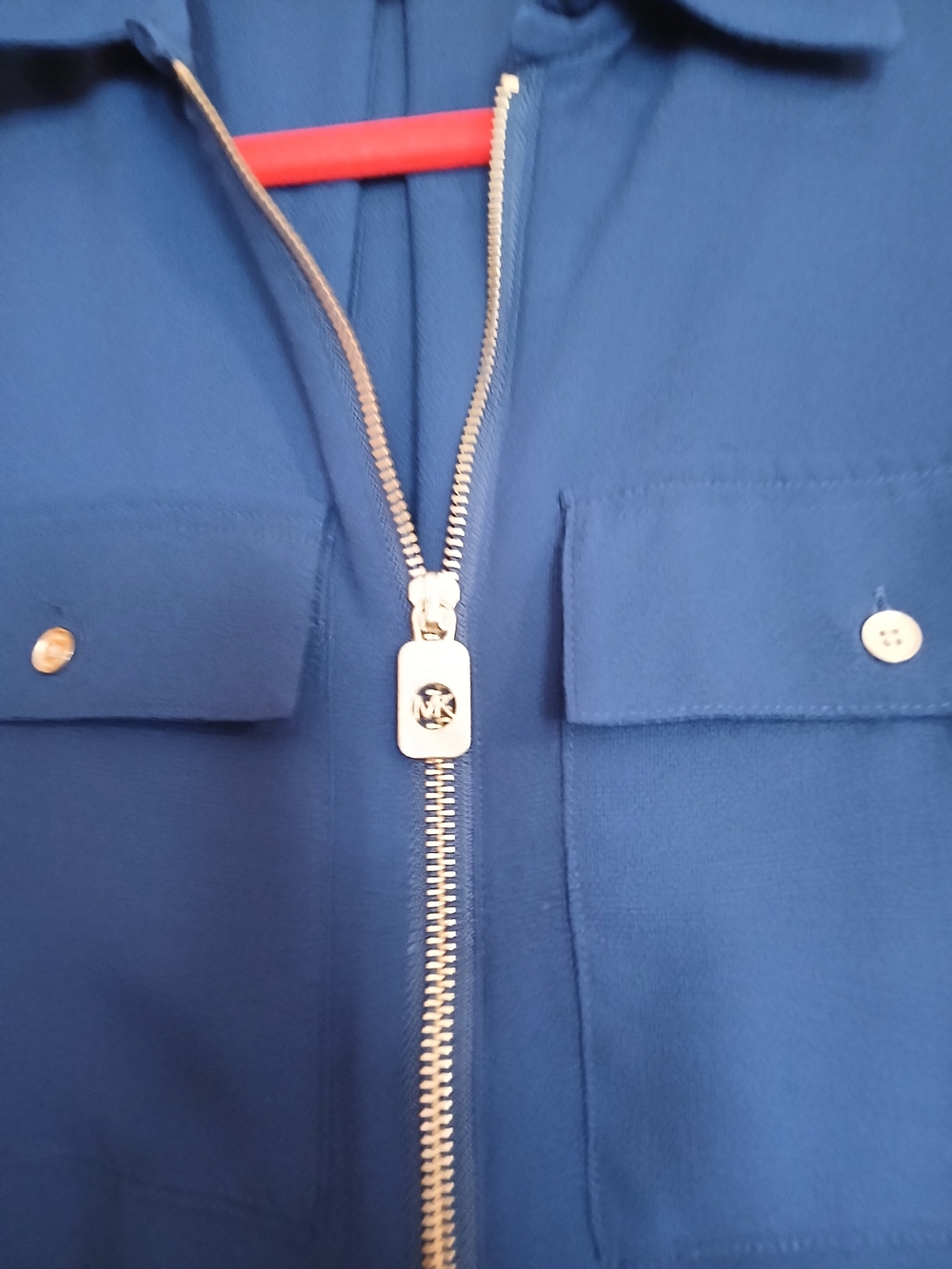 Michael Kors Cobalt Blue Zip-Front Blouse - Picture 3 of 5